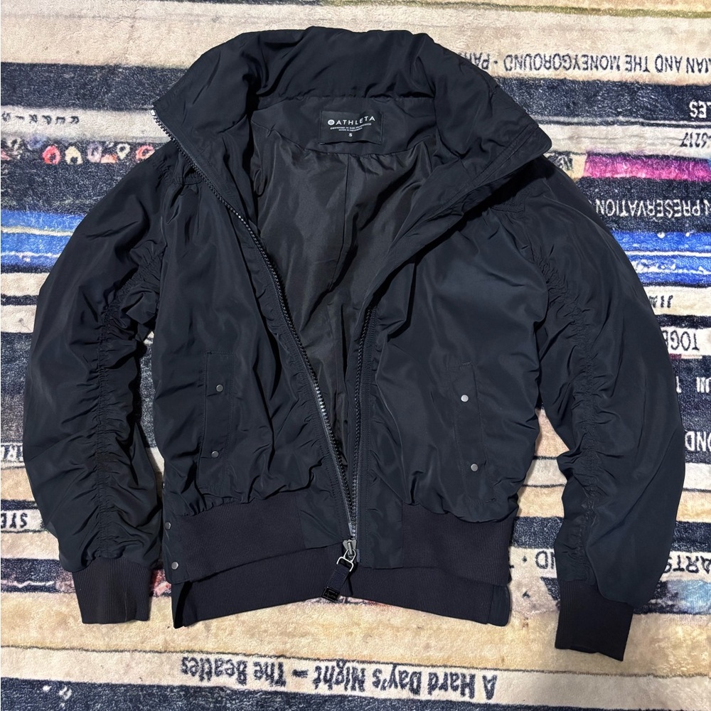 Athleta Point Reyes Bomber Black Jacket small